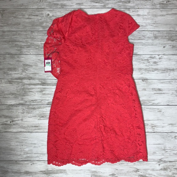 Vince Camuto Coral Lace Overlay Dress 8 NWT - Picture 4 of 5